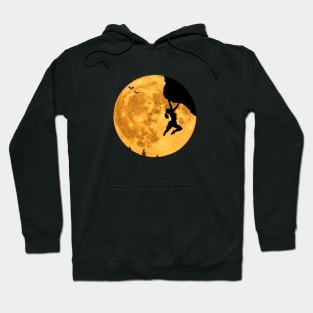 Mountaineering free climbing bouldering moon sky Hoodie